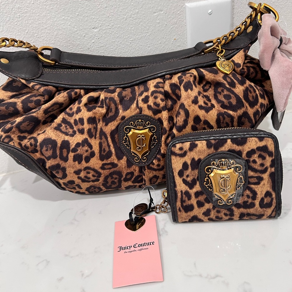 Viral!!!!  Juicy Couture cheetah Hobo Romance Shoulder Bag with matching wallet.